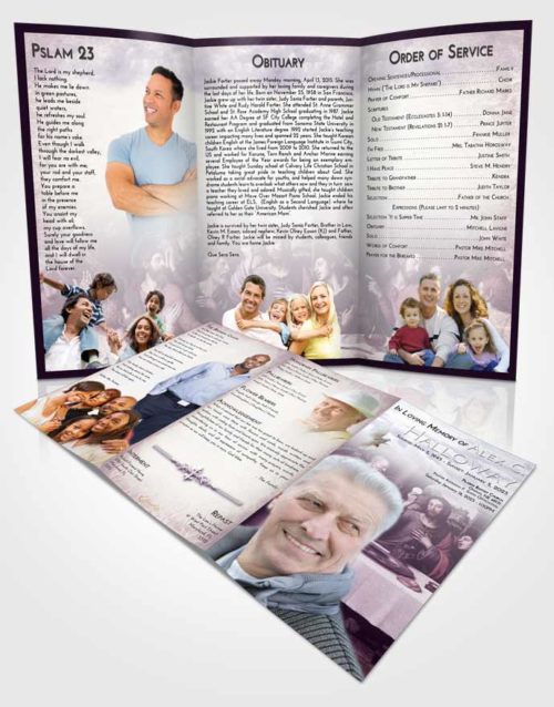Obituary Template Trifold Brochure Lavender Sunrise Jesus Last Supper