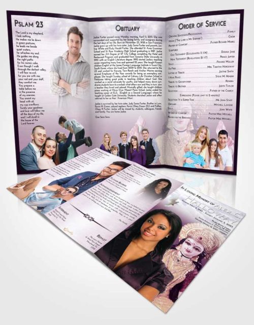 Obituary Template Trifold Brochure Lavender Sunrise Lakshmi Desire