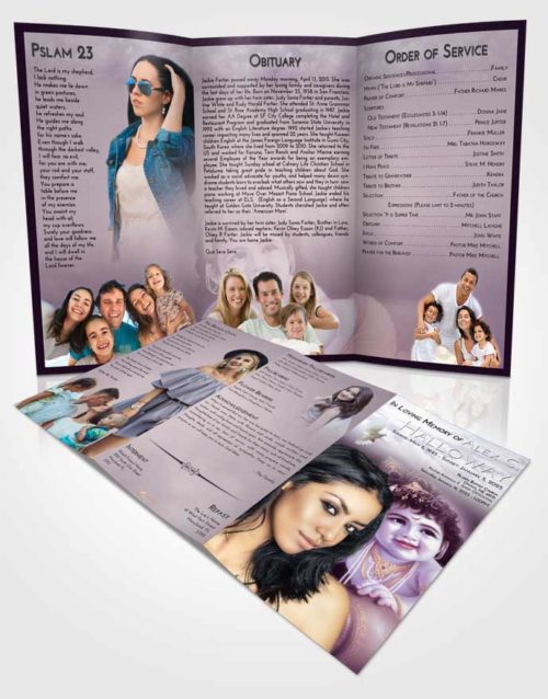 Obituary Template Trifold Brochure Lavender Sunrise Lord Krishna Divinity