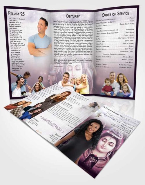 Obituary Template Trifold Brochure Lavender Sunrise Lord Shiva Dignity