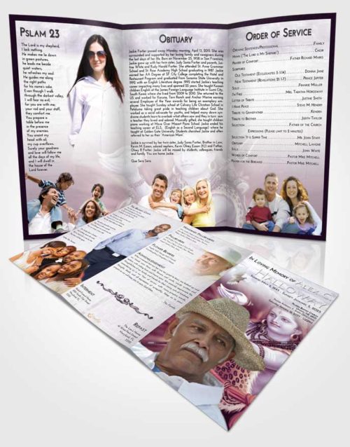 Obituary Template Trifold Brochure Lavender Sunrise Lord Shiva Excellence
