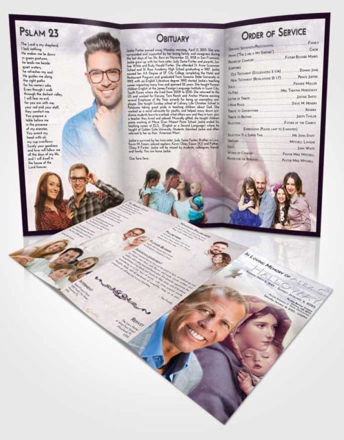 Obituary Template Trifold Brochure Lavender Sunrise Mother Mary