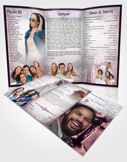 Obituary Template Trifold Brochure Lavender Sunrise Rosary Trust