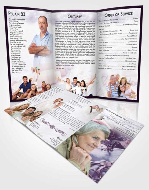 Obituary Template Trifold Brochure Lavender Sunrise Sewing Love