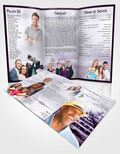 Obituary Template Trifold Brochure Lavender Sunrise Stairway for the Soul
