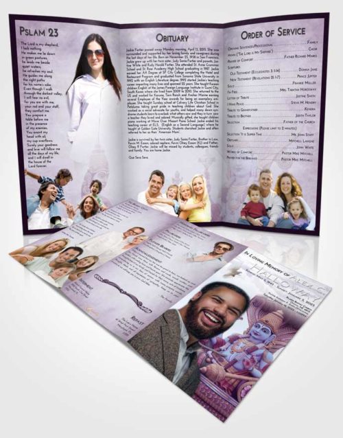 Obituary Template Trifold Brochure Lavender Sunrise Vishnu Desire