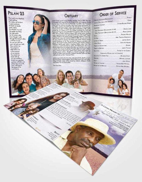 Obituary Template Trifold Brochure Lavender Sunrise Wheat Serenity