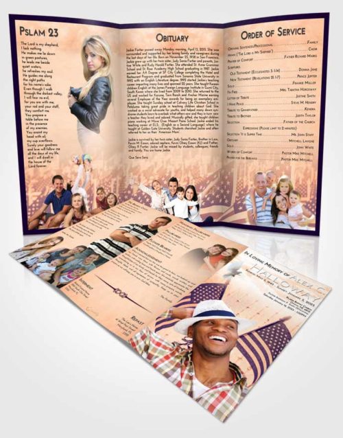 Obituary Template Trifold Brochure Lavender Sunset American Justice
