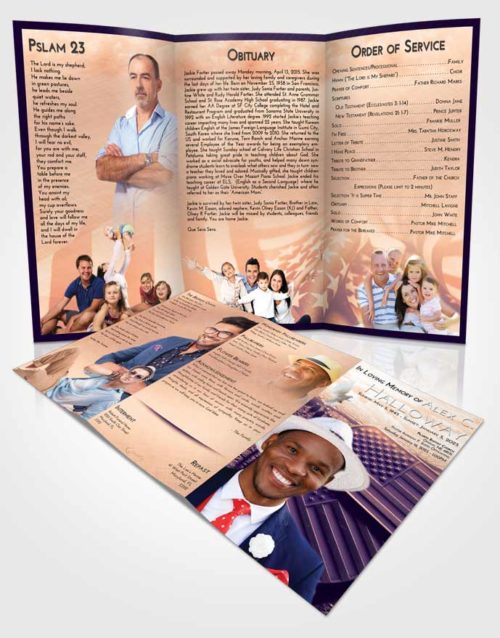 Obituary Template Trifold Brochure Lavender Sunset American Memory