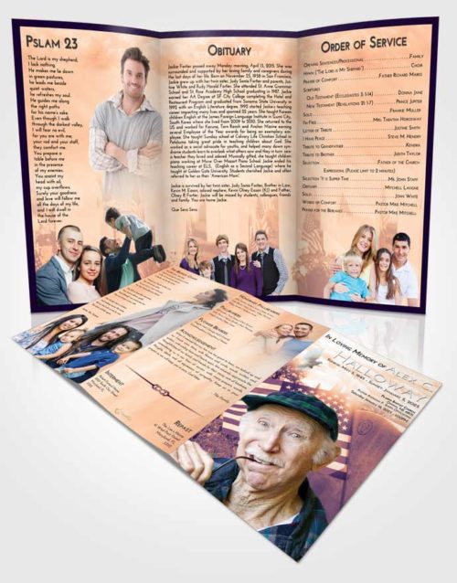 Obituary Template Trifold Brochure Lavender Sunset American Smile