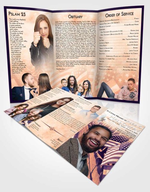 Obituary Template Trifold Brochure Lavender Sunset American Victory