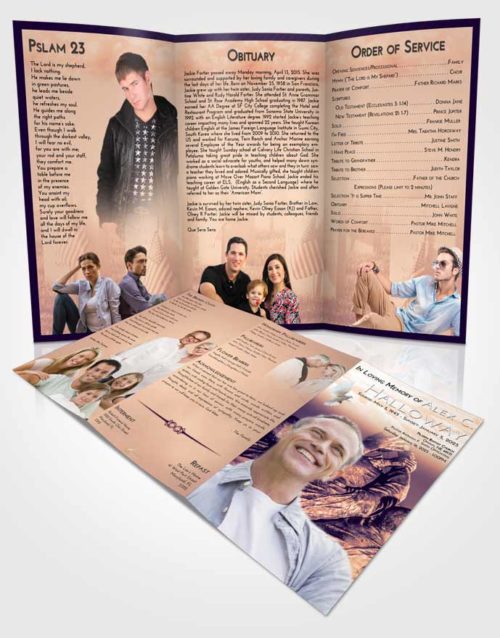 Obituary Template Trifold Brochure Lavender Sunset Army Grit