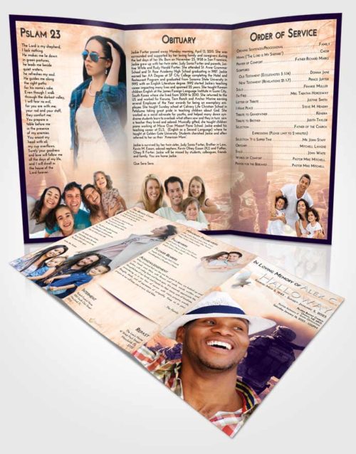 Obituary Template Trifold Brochure Lavender Sunset Army Life