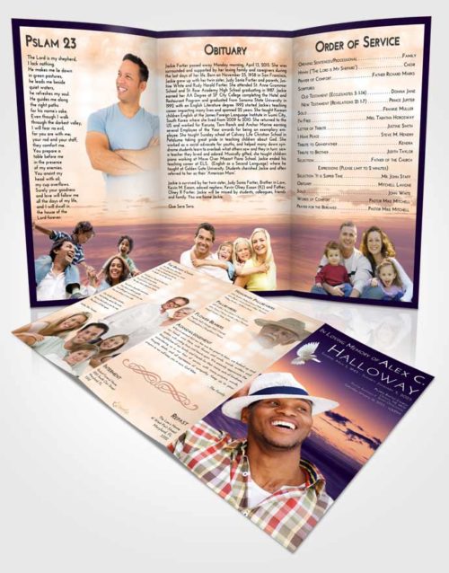 Obituary Template Trifold Brochure Lavender Sunset Beautiful Sunset