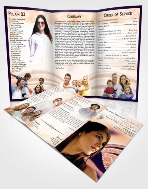 Obituary Template Trifold Brochure Lavender Sunset Bible Love