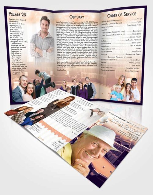 Obituary Template Trifold Brochure Lavender Sunset Billiards Journey