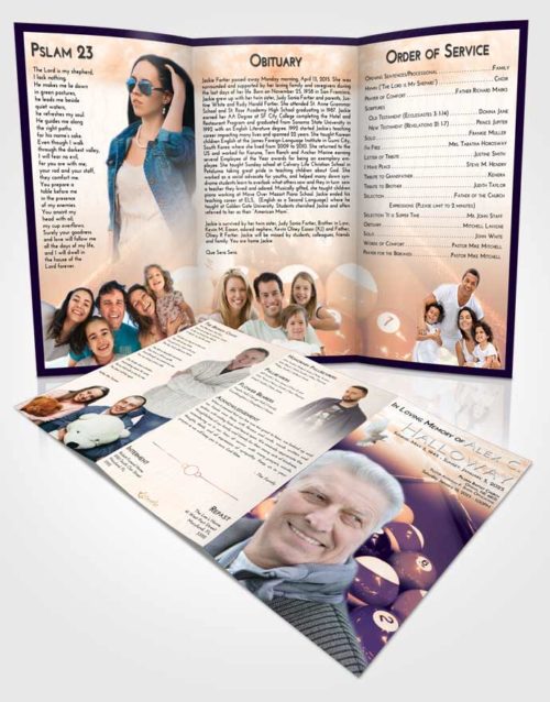 Obituary Template Trifold Brochure Lavender Sunset Billiards Rack