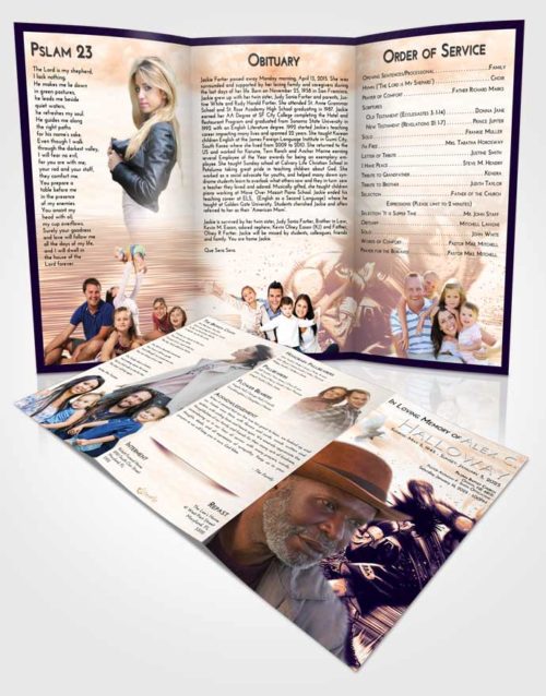 Obituary Template Trifold Brochure Lavender Sunset Boxing Animation