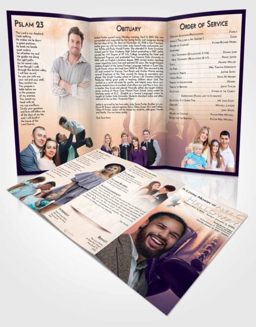 Obituary Template Trifold Brochure Lavender Sunset Boxing Day