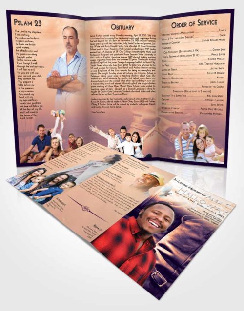 Obituary Template Trifold Brochure Lavender Sunset Cowboy Love