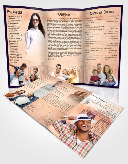 Obituary Template Trifold Brochure Lavender Sunset Dreamy Gates to Heaven