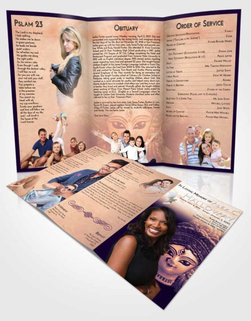 Obituary Template Trifold Brochure Lavender Sunset Durga Surprise
