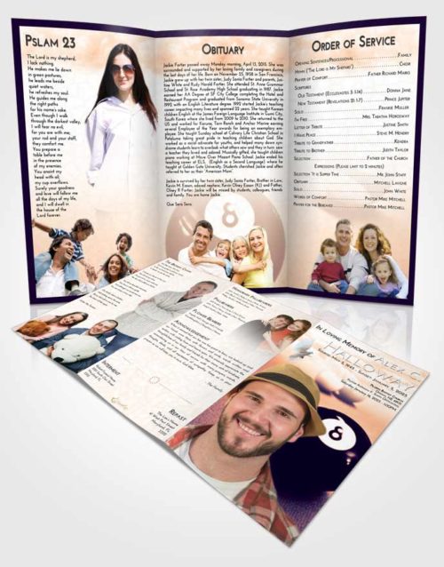 Obituary Template Trifold Brochure Lavender Sunset Eight Ball