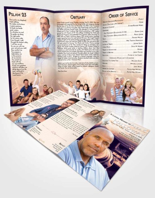 Obituary Template Trifold Brochure Lavender Sunset Fishing Tackle