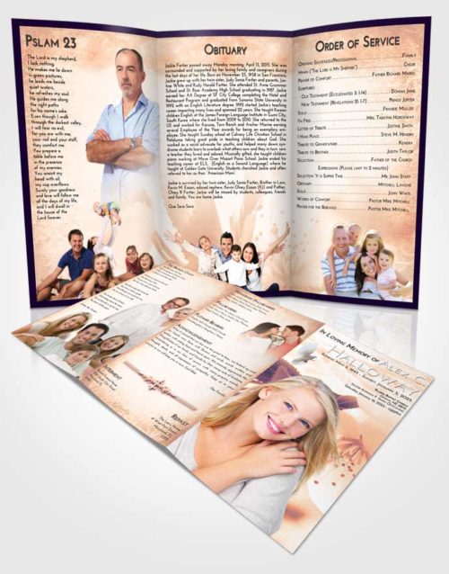 Obituary Template Trifold Brochure Lavender Sunset Flower of the Plume