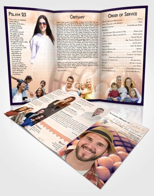 Obituary Template Trifold Brochure Lavender Sunset Golf Tranquility