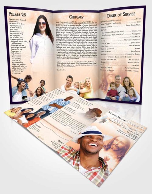 Obituary Template Trifold Brochure Lavender Sunset Jesus Love