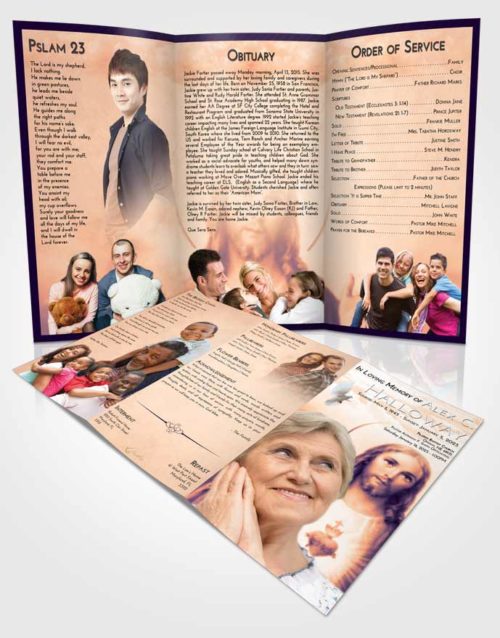 Obituary Template Trifold Brochure Lavender Sunset Jesus our Lord
