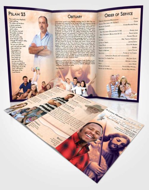 Obituary Template Trifold Brochure Lavender Sunset Jesus the Savior
