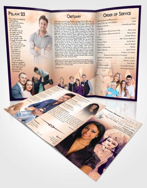 Obituary Template Trifold Brochure Lavender Sunset Lakshmi Desire