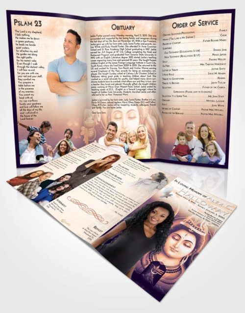 Obituary Template Trifold Brochure Lavender Sunset Lord Shiva Dignity