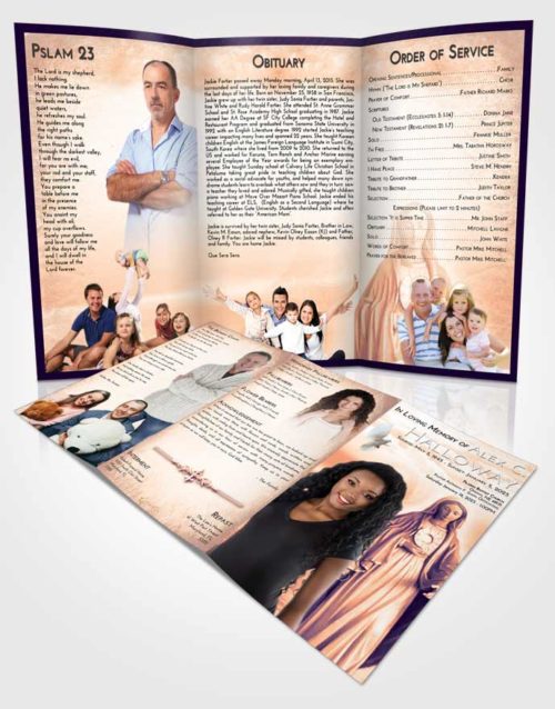 Obituary Template Trifold Brochure Lavender Sunset Mary Full of Grace
