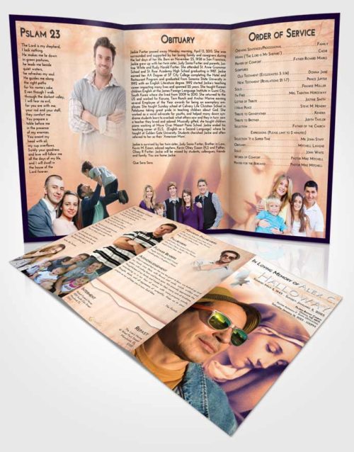 Obituary Template Trifold Brochure Lavender Sunset Mary Mother in Heaven