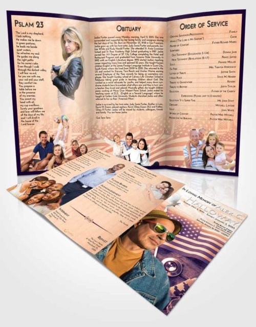 Obituary Template Trifold Brochure Lavender Sunset Military Medical