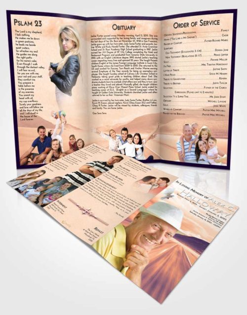 Obituary Template Trifold Brochure Lavender Sunset Morning Highway