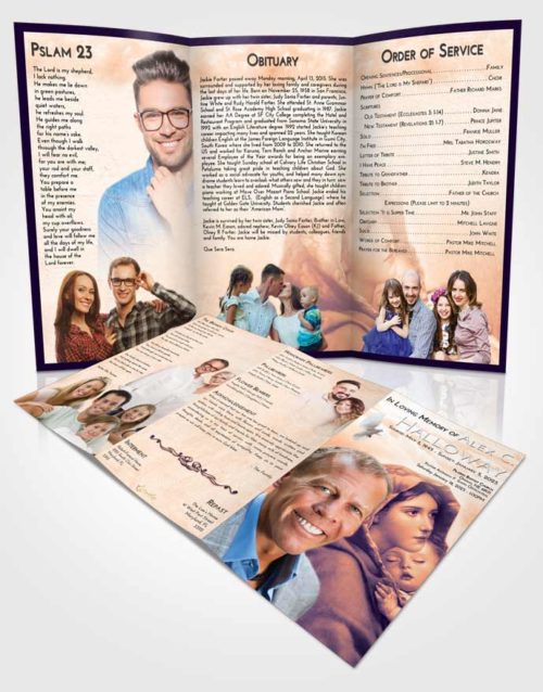 Obituary Template Trifold Brochure Lavender Sunset Mother Mary