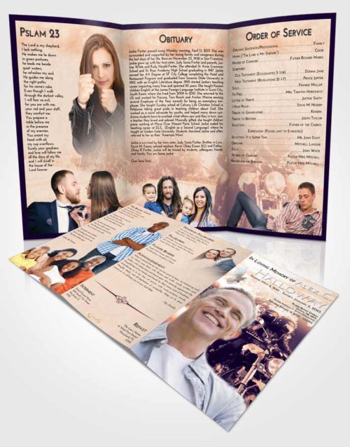 Obituary Template Trifold Brochure Lavender Sunset Motorcycle Days