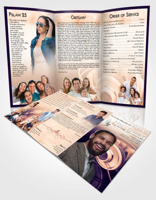 Obituary Template Trifold Brochure Lavender Sunset Music Alley