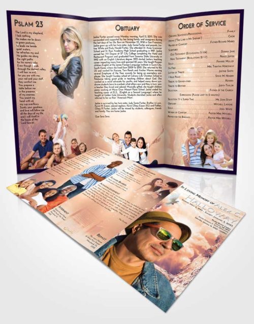 Obituary Template Trifold Brochure Lavender Sunset Rocky Gates to Heaven