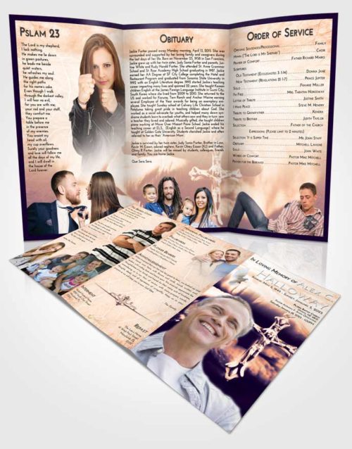 Obituary Template Trifold Brochure Lavender Sunset Rosary Life