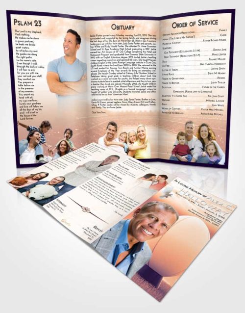 Obituary Template Trifold Brochure Lavender Sunset Rugby Honor