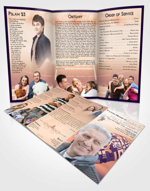 Obituary Template Trifold Brochure Lavender Sunset Rugby Passion