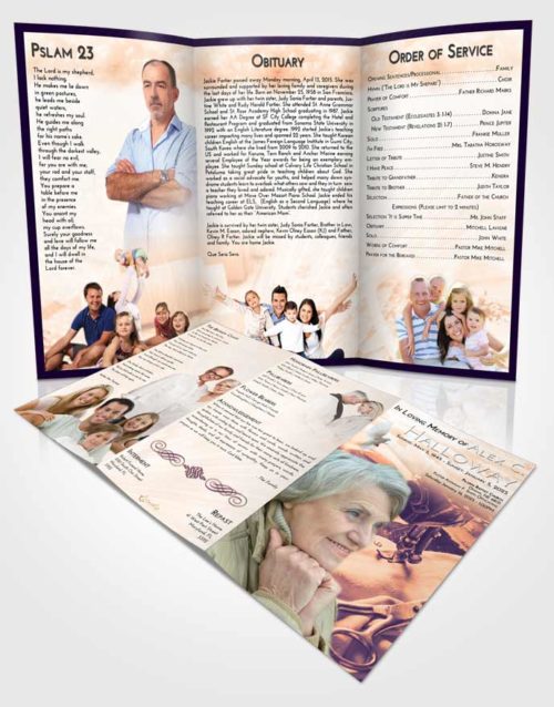 Obituary Template Trifold Brochure Lavender Sunset Sewing Love