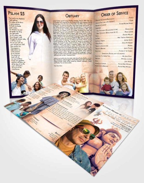 Obituary Template Trifold Brochure Lavender Sunset Shiva Divinity