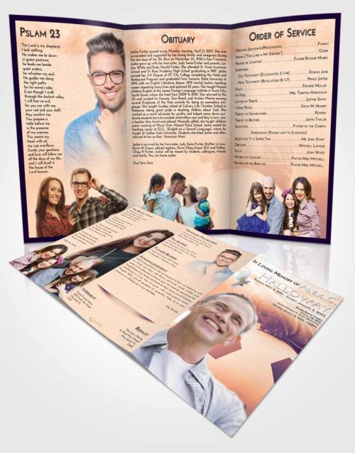 Obituary Template Trifold Brochure Lavender Sunset Soccer Cleats