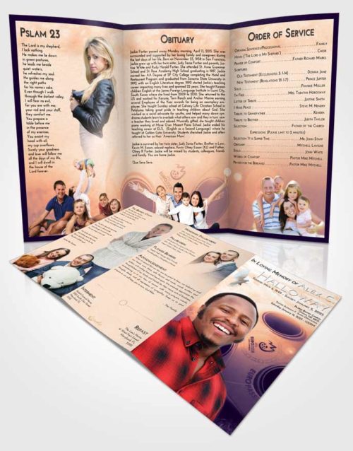 Obituary Template Trifold Brochure Lavender Sunset Soccer Miracle